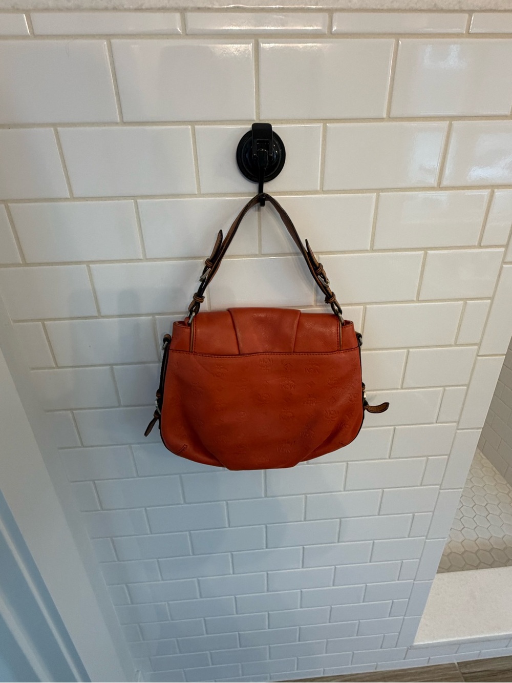 MCM Burnt Orange Leather Flap Shoulder Bag - Picture 4 of 8
